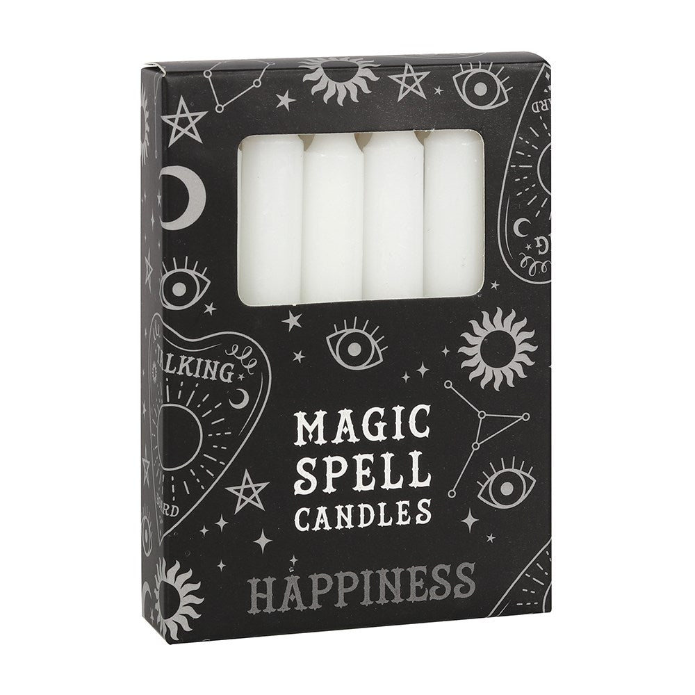 White 'Happiness' Spell candles 12pk