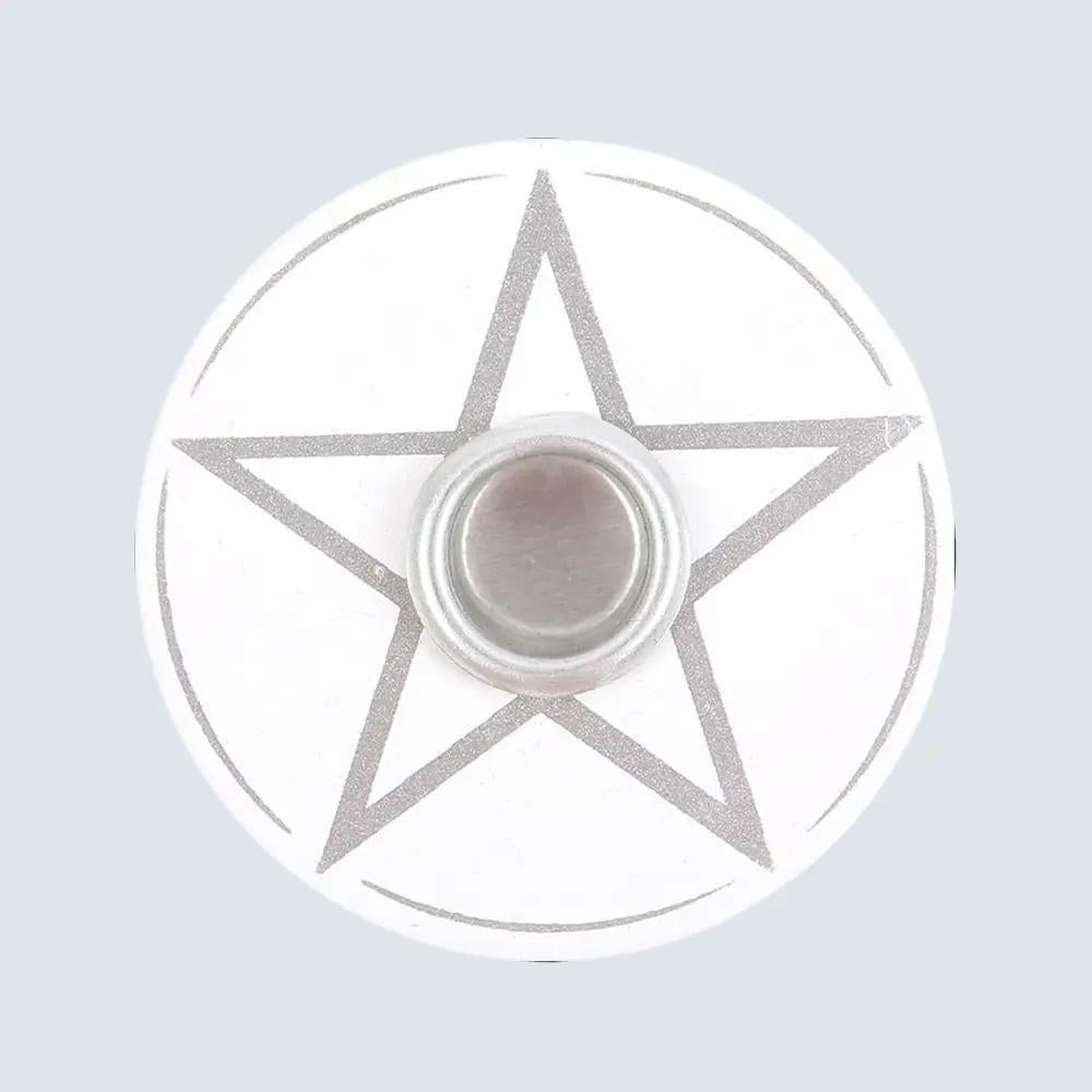 White pentagram spell candle holder