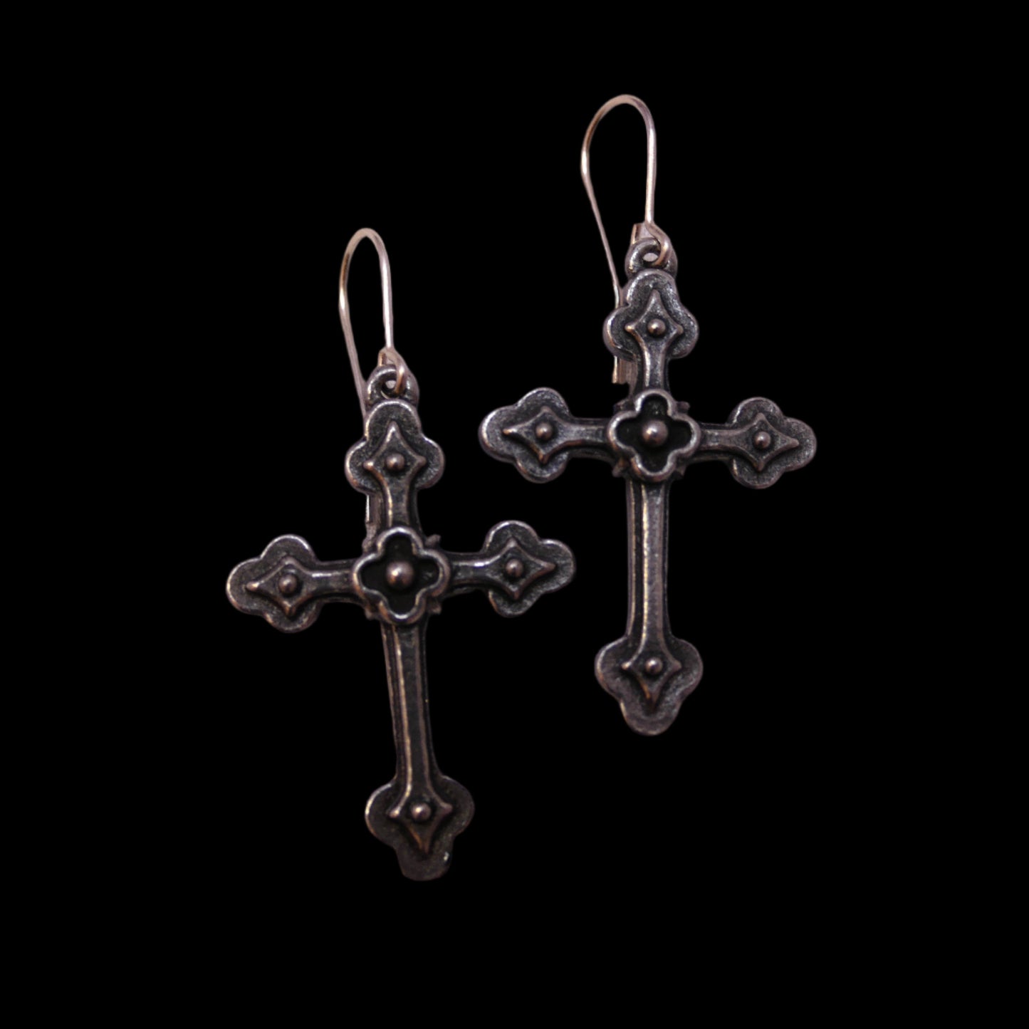 Gothic Devotion Cross Earrings