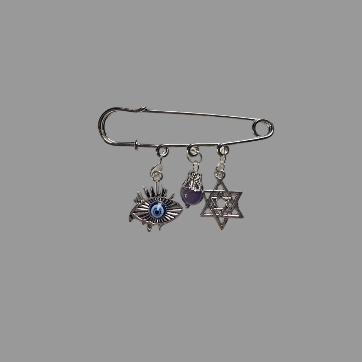 Handmade evil eye large safety pins