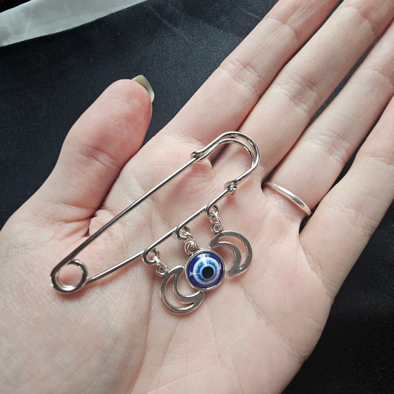 Handmade evil eye large safety pins