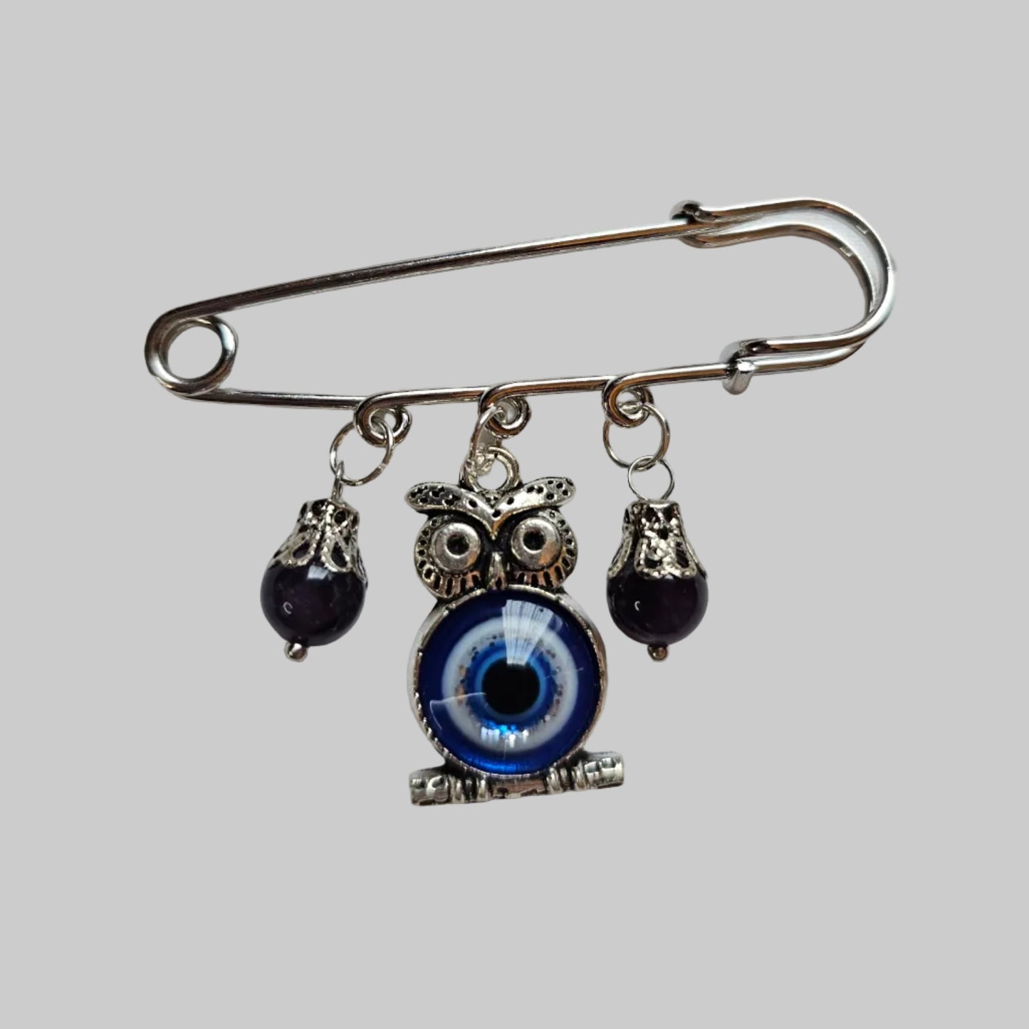 Handmade evil eye large safety pins