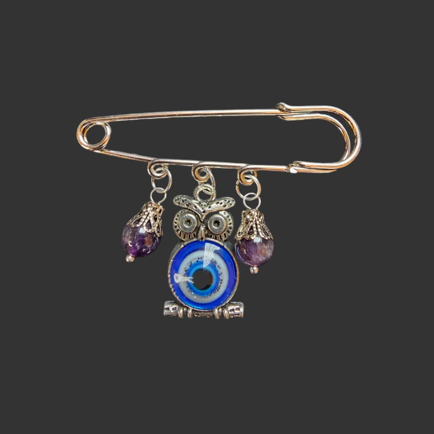 Handmade evil eye large safety pins