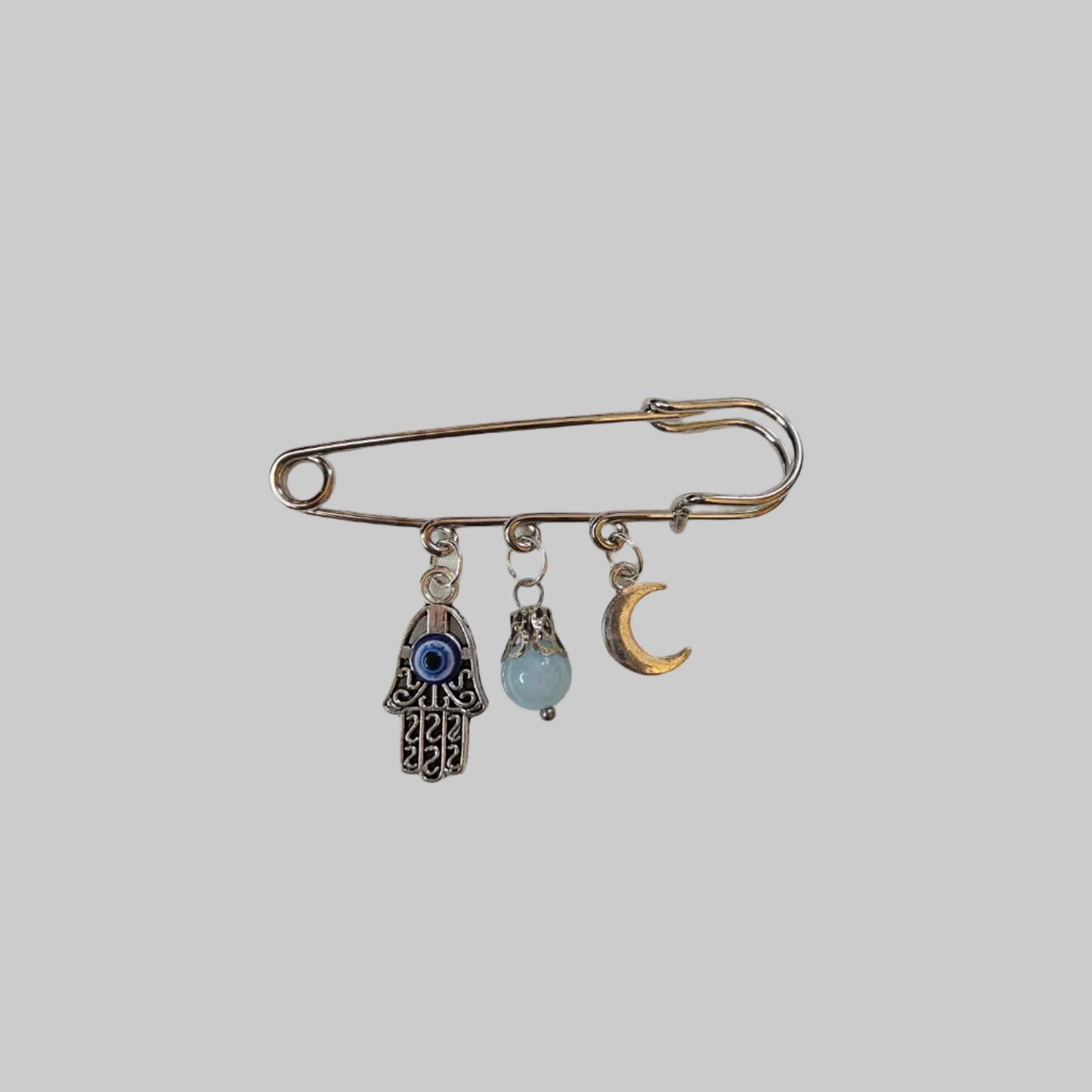 Handmade evil eye large safety pins