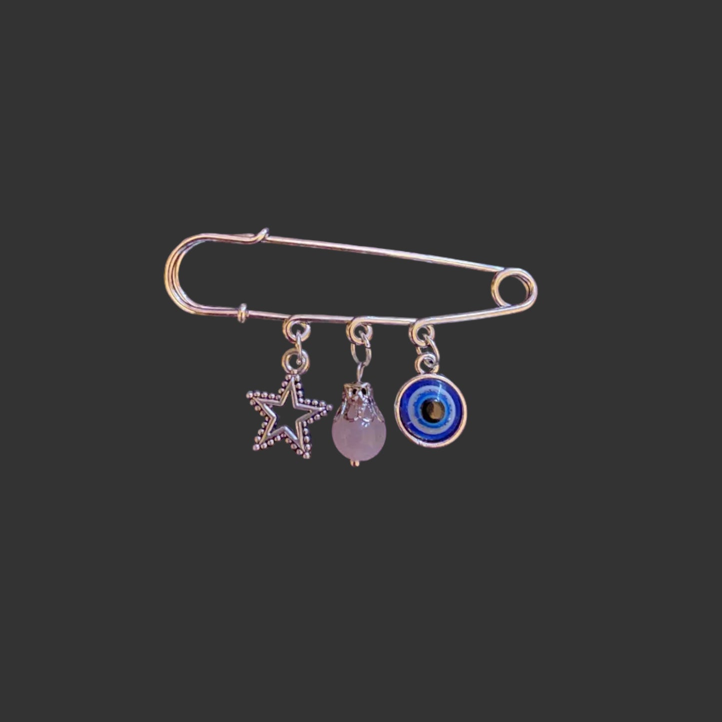 Handmade evil eye large safety pins