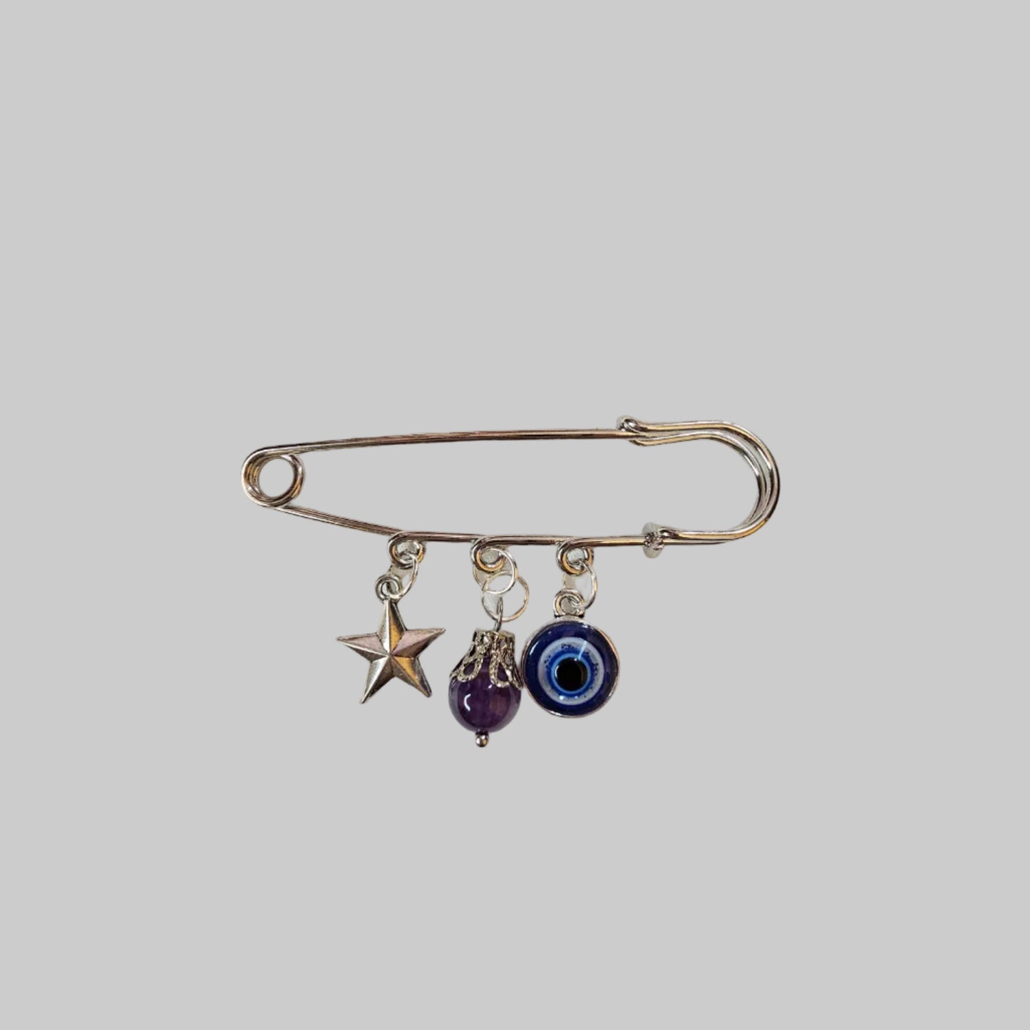 Handmade evil eye large safety pins