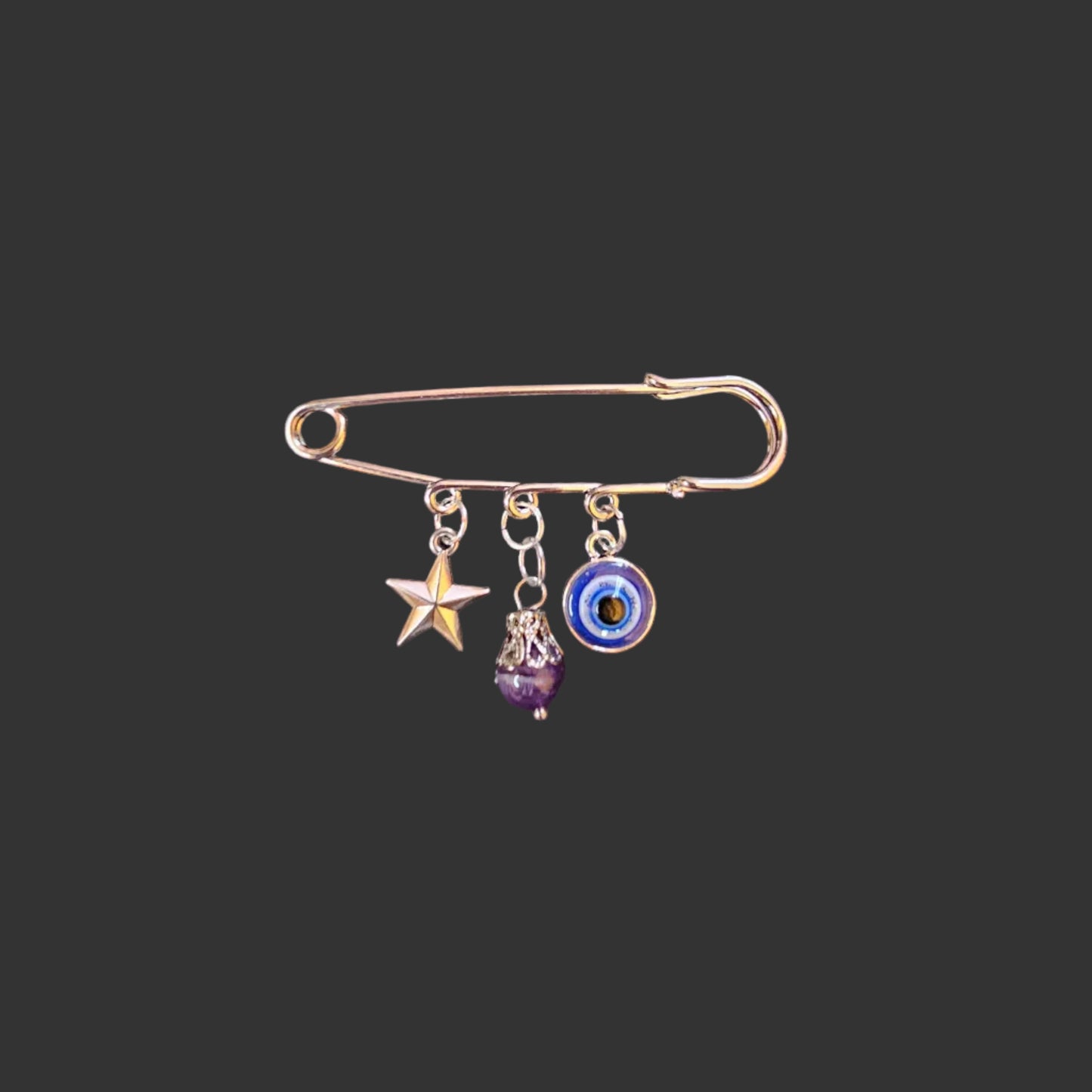 Handmade evil eye large safety pins
