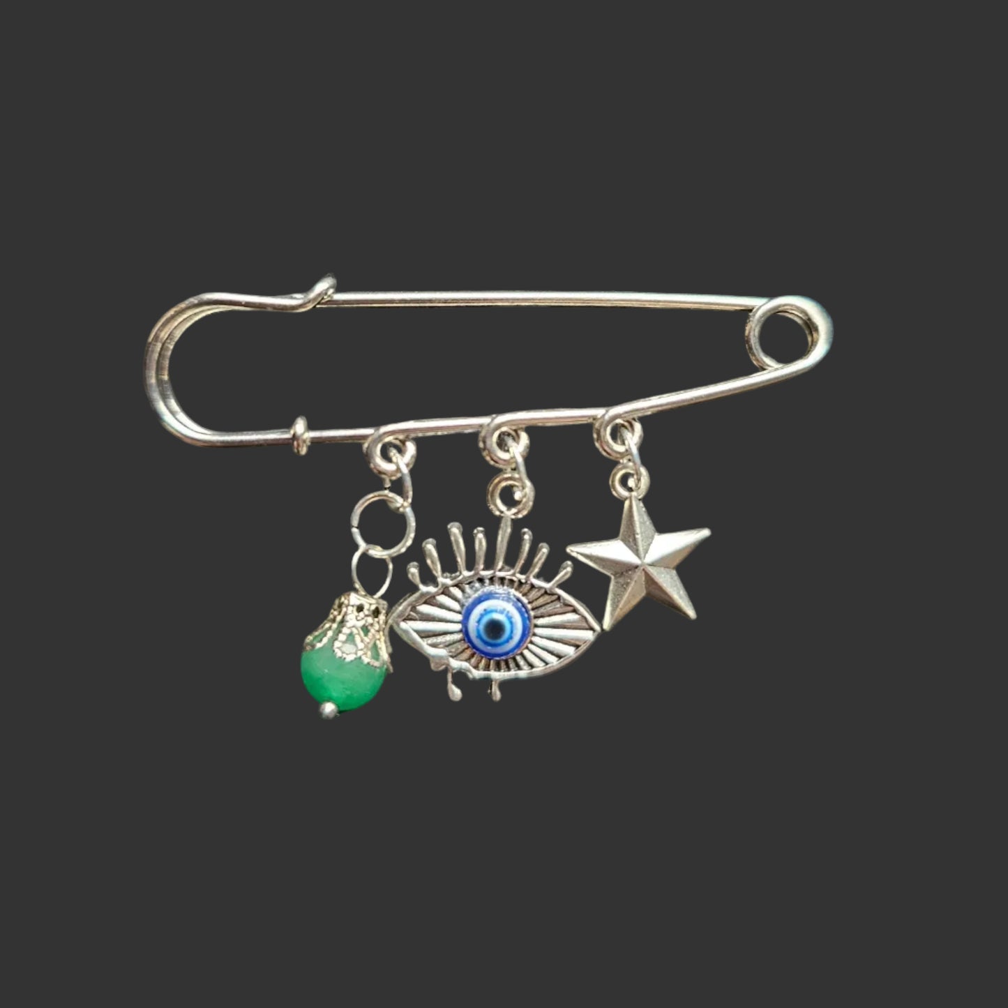 Handmade evil eye large safety pins