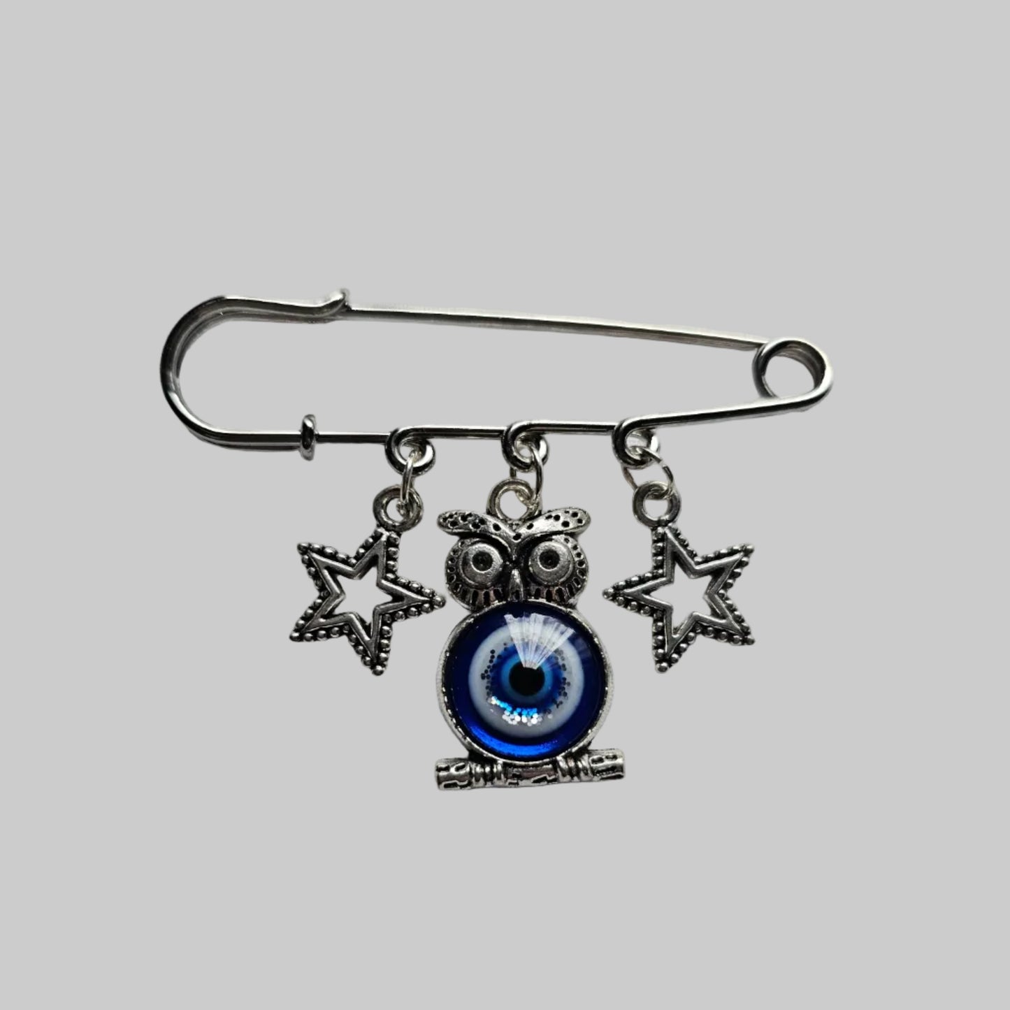 Handmade evil eye large safety pins