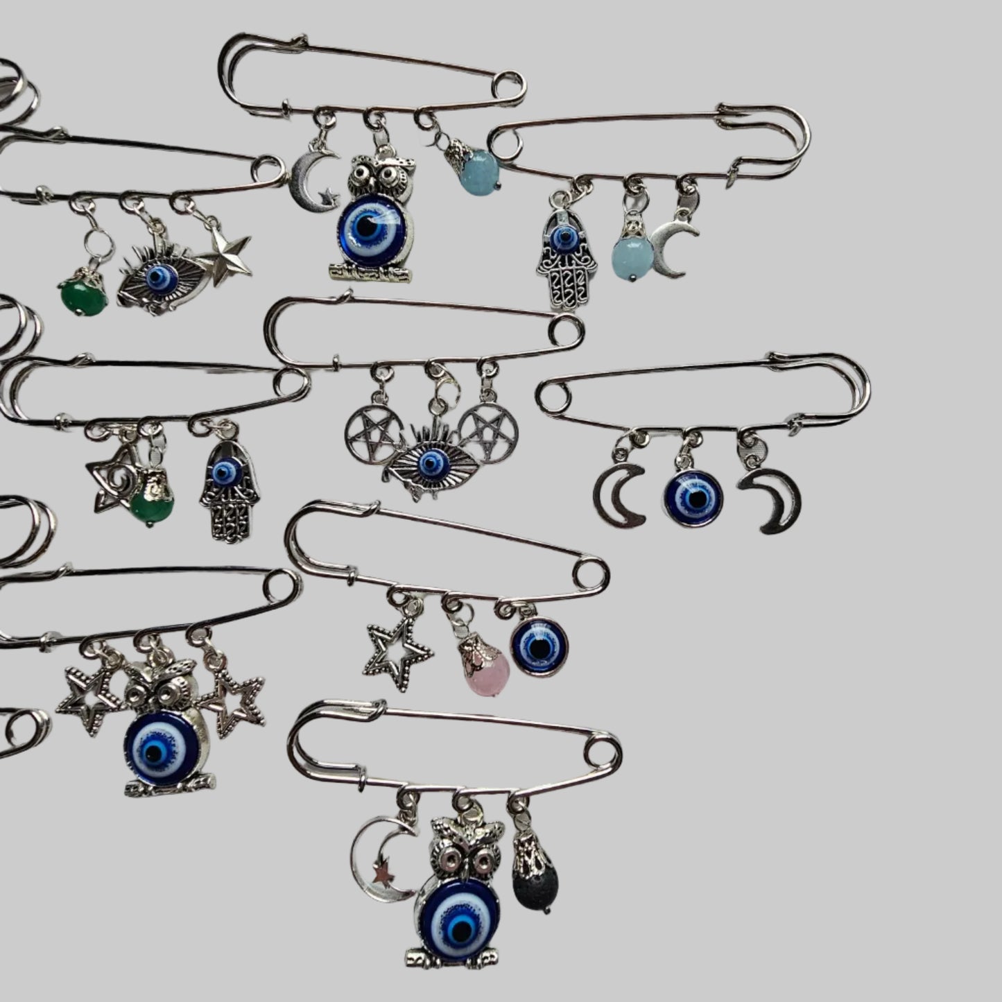 Handmade evil eye large safety pins
