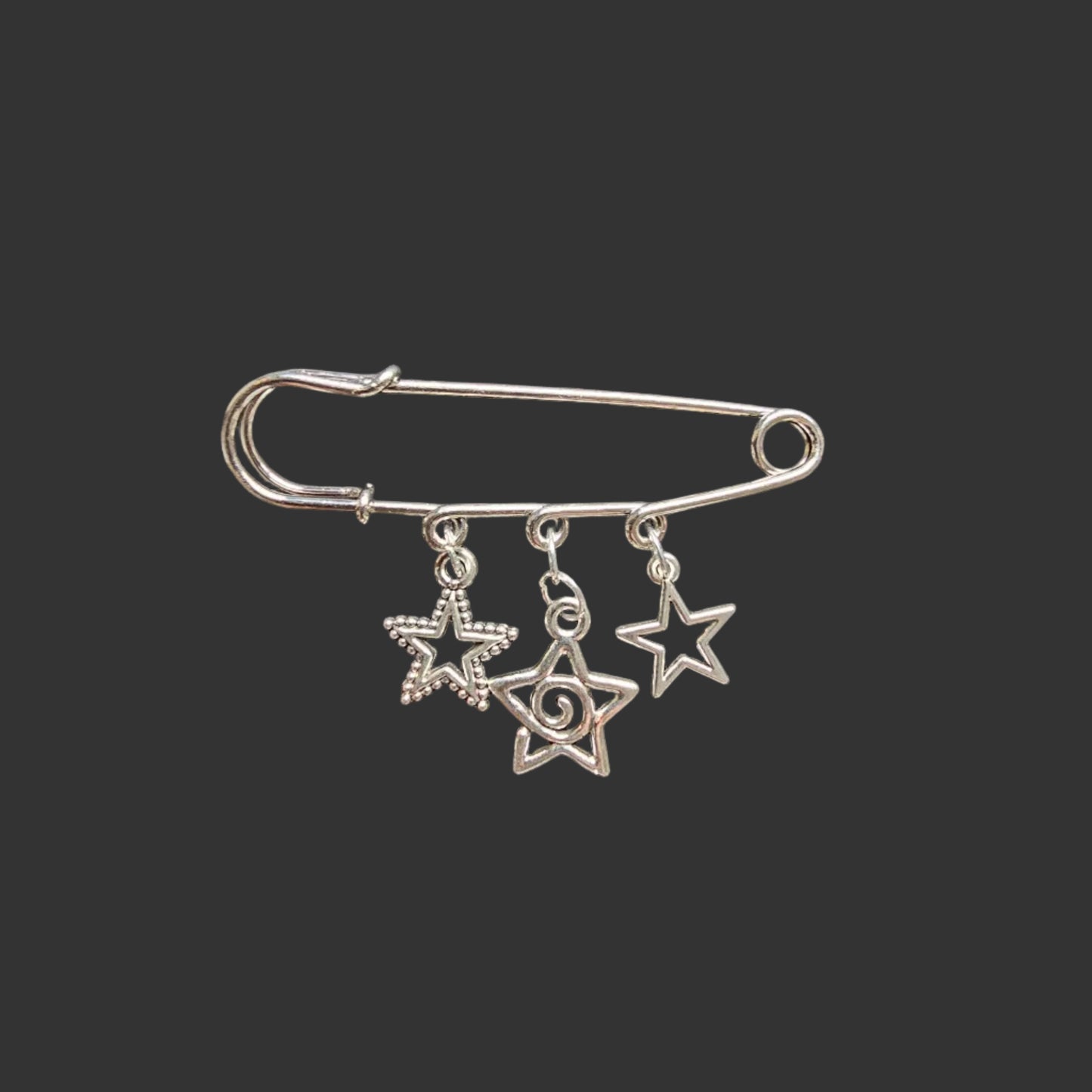 Moon and star large safety pins