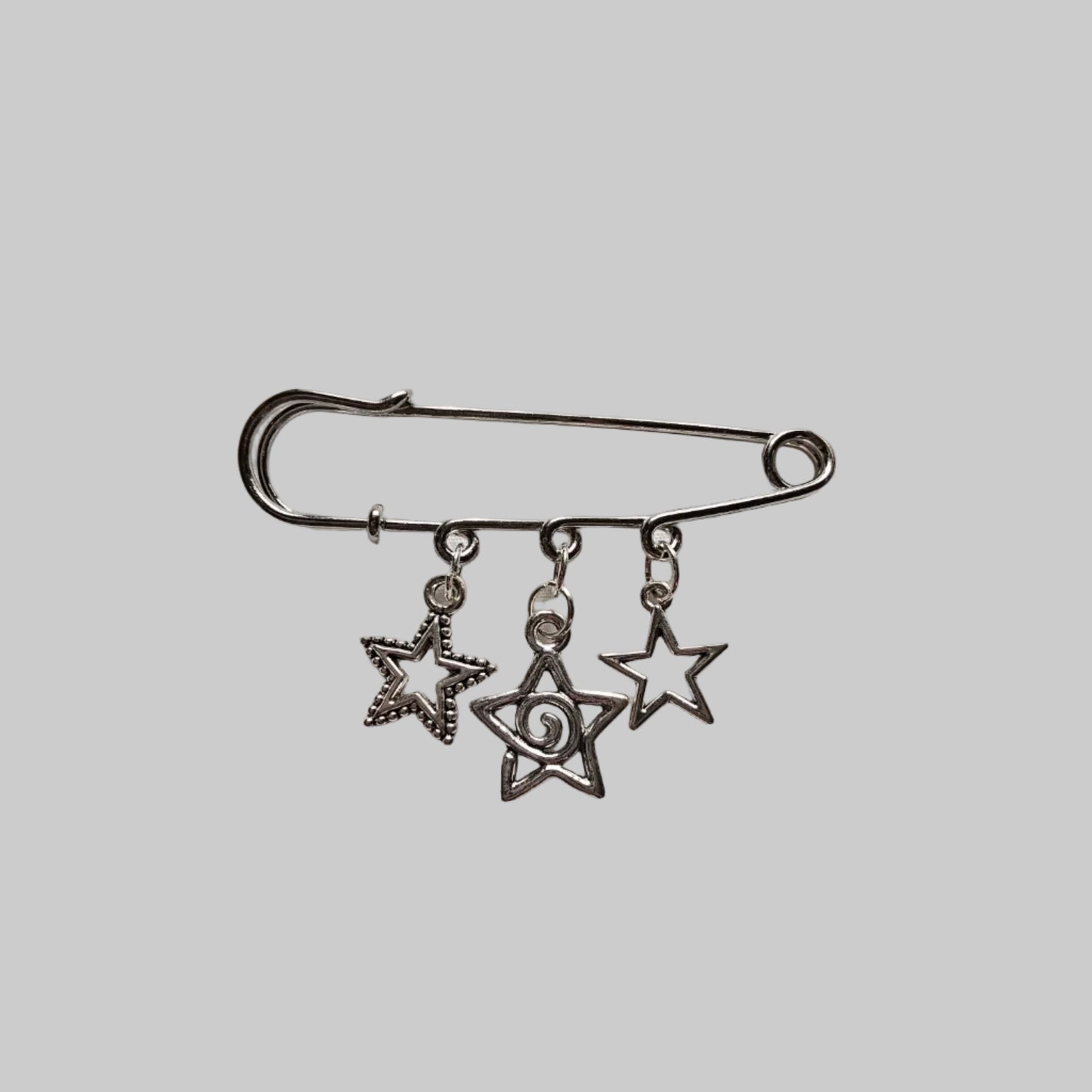 Moon and star large safety pins