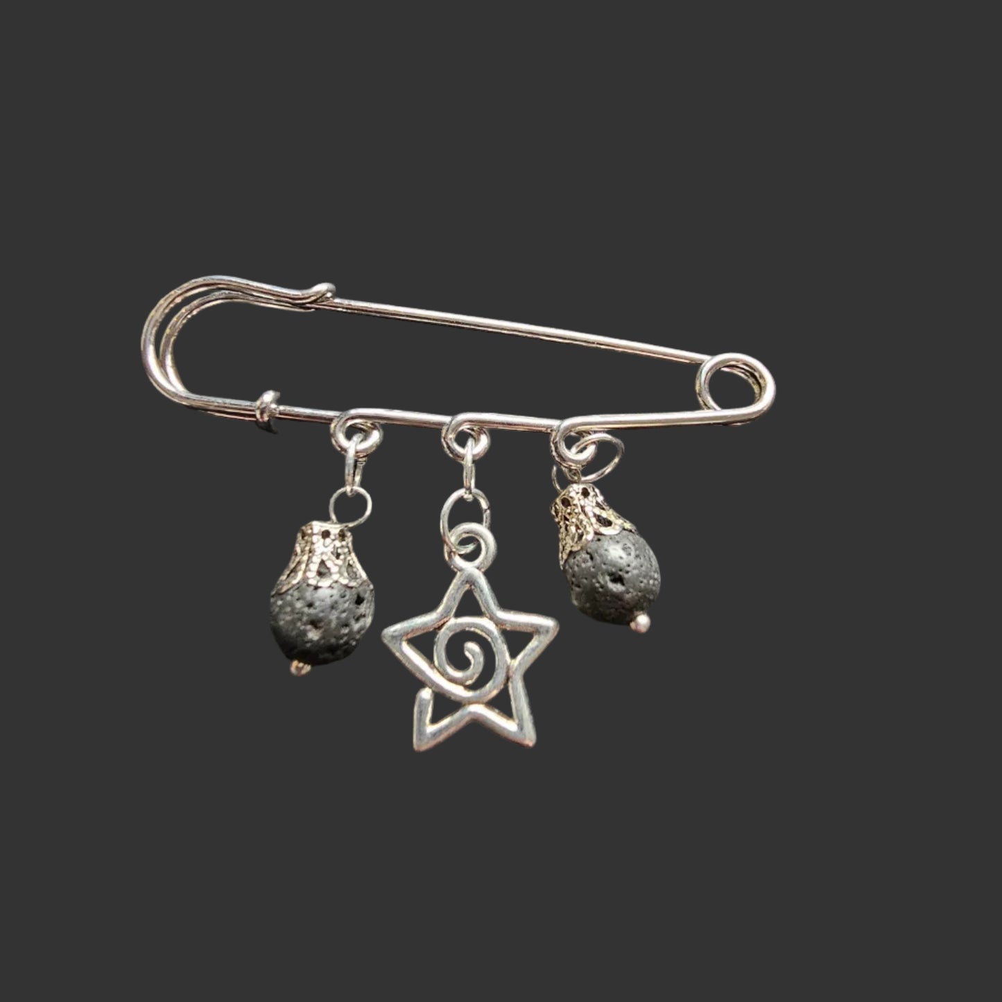 Moon and star large safety pins