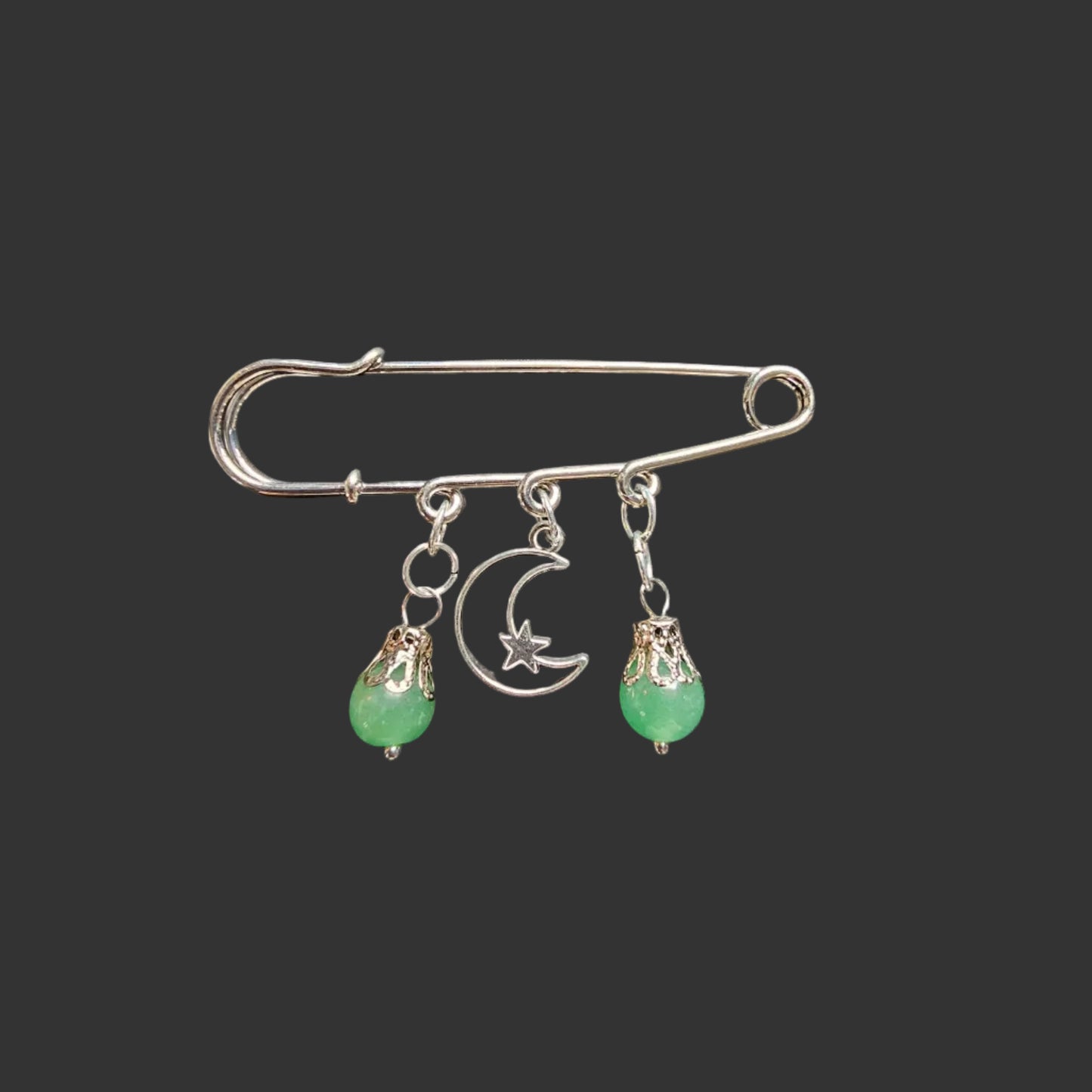 Moon and star large safety pins