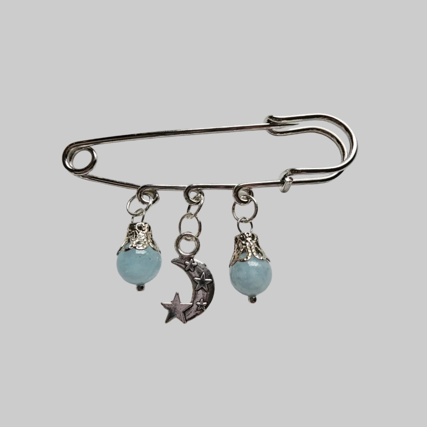 Moon and star large safety pins