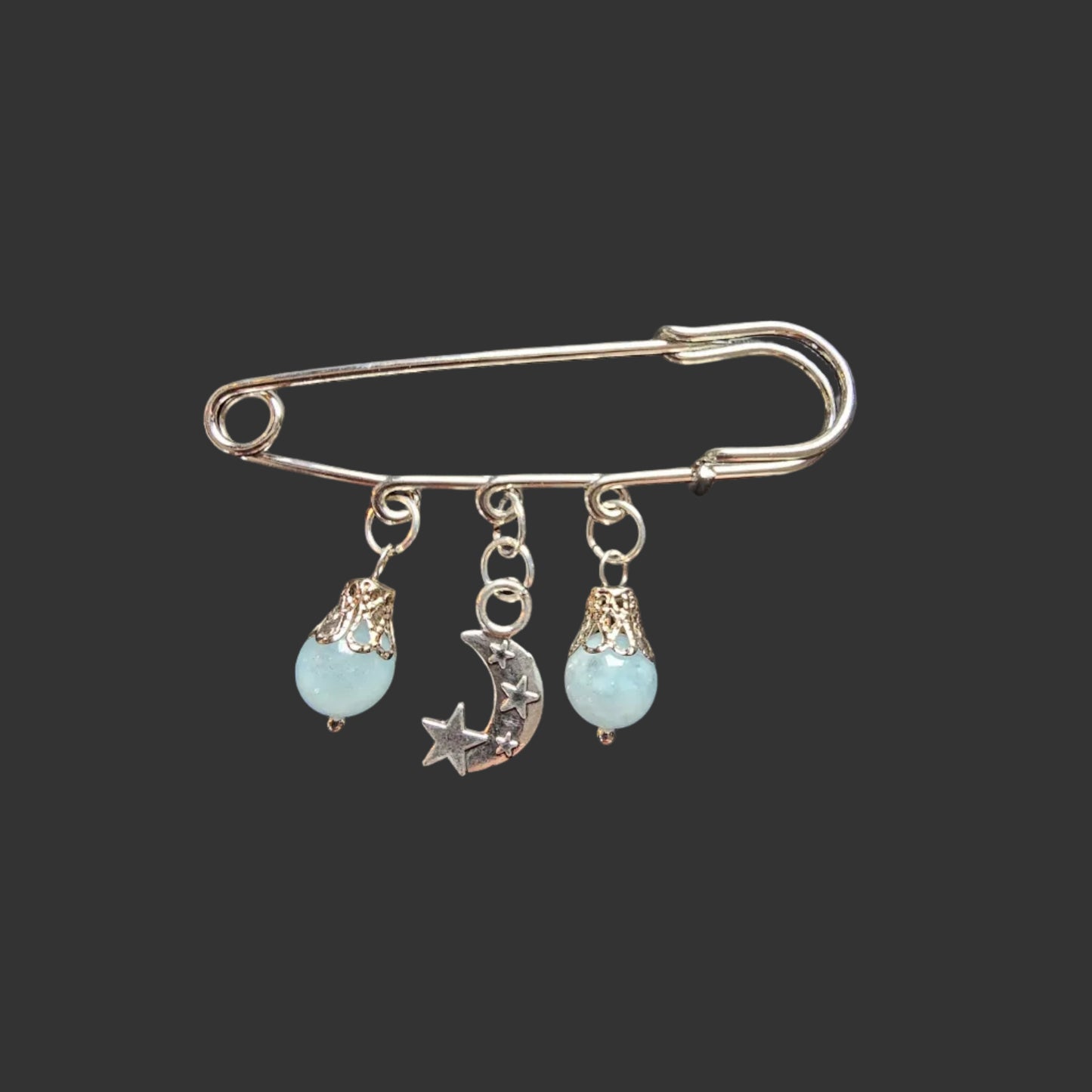 Moon and star large safety pins