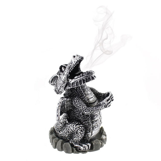Silver dragon cone incense burner