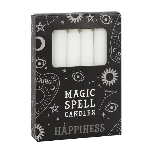 White 'Happiness' Spell candles 12pk