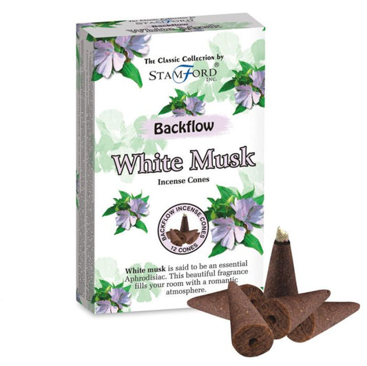 White Musk Backflow Incense Cones