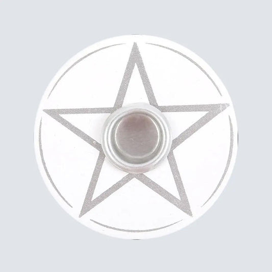 White pentagram spell candle holder